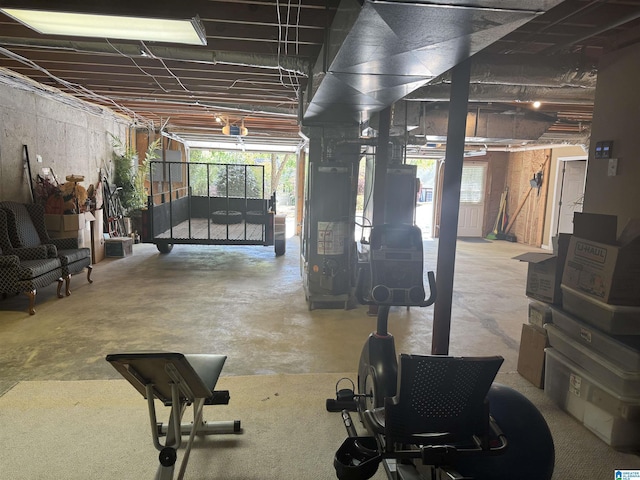 basement featuring water heater