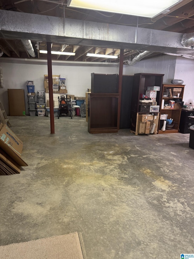 view of unfinished below grade area