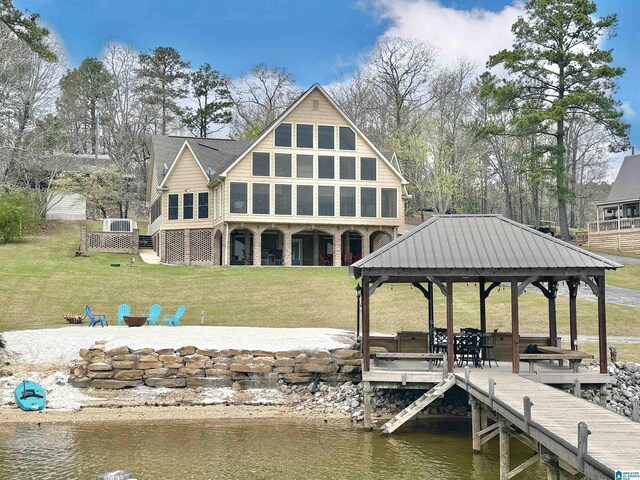 360 Frankies Rd, Vincent, AL 35178 - view of dock featuring a water view, a gazebo, and a yard