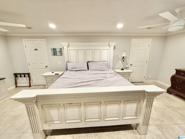360 Frankies Rd, Vincent, AL 35178 - bedroom with a ceiling fan, ornamental molding, baseboards, and recessed lighting