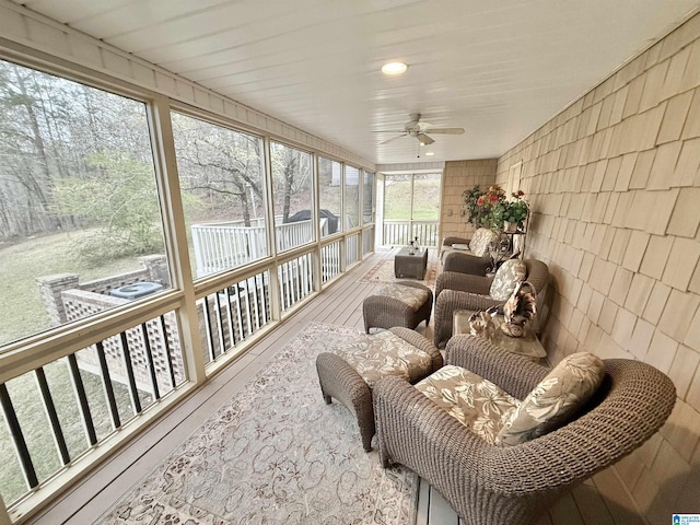 360 Frankies Rd, Vincent, AL 35178 - sunroom featuring outdoor lounge area and a ceiling fan