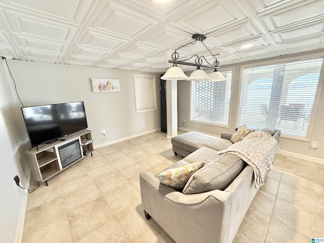 360 Frankies Rd, Vincent, AL 35178 - living room featuring baseboards and an ornate ceiling