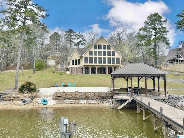 360 Frankies Rd, Vincent, AL 35178 - view of dock featuring a water view, a gazebo, and a yard