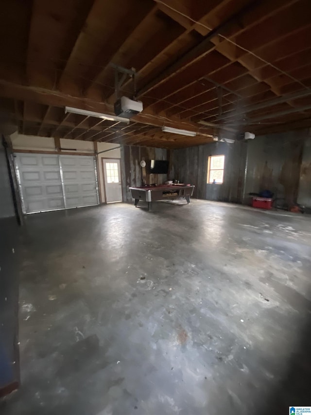 garage with a garage door opener