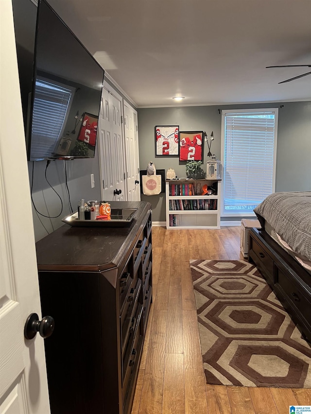 bedroom featuring wood-type flooring