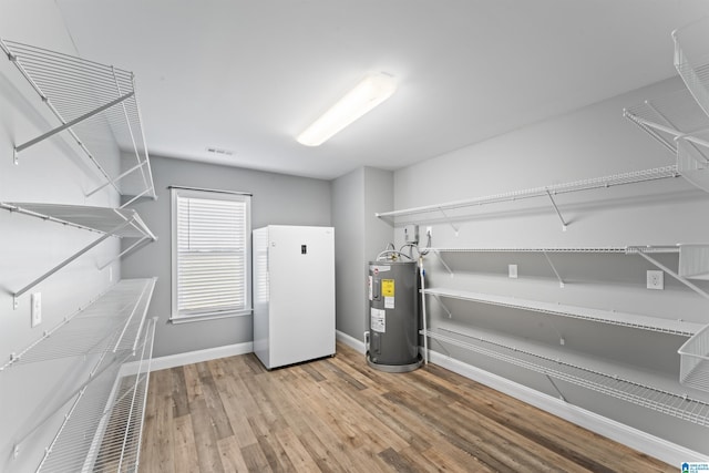 utility room with water heater
