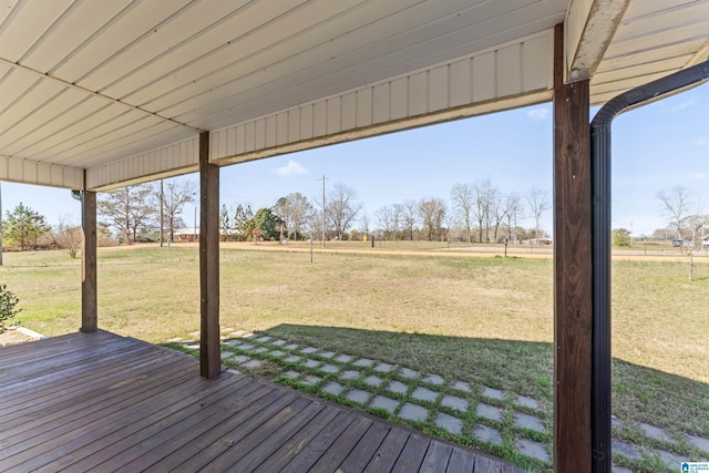 deck featuring a yard