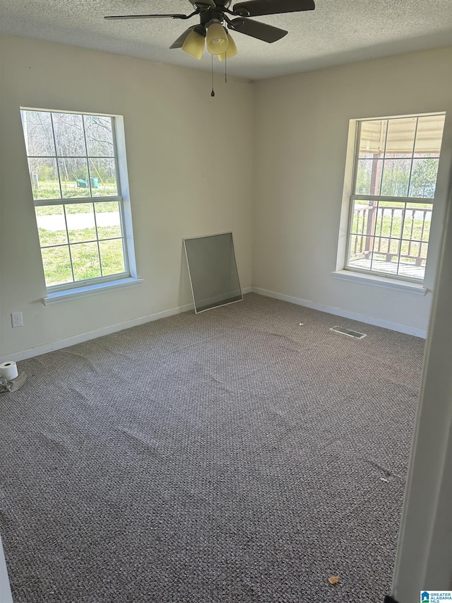 3825 County Road 715, Cullman, AL 35055 - unfurnished room featuring baseboards, a ceiling fan, carpet floors, and a textured ceiling
