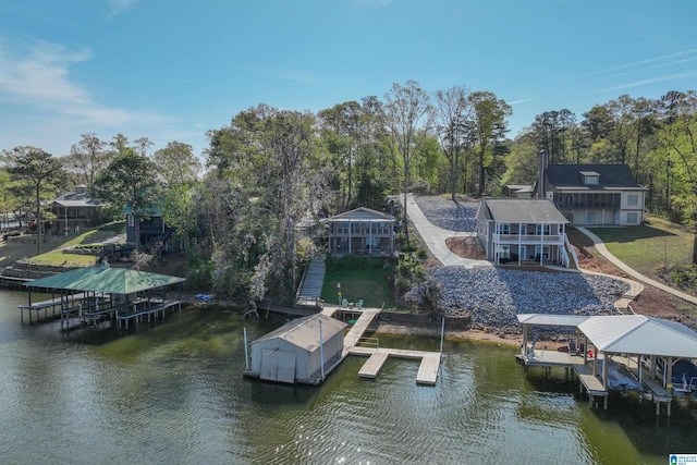 881 Ridgeway Cir, Talladega, AL 35160 - dock area with boat lift and a water view