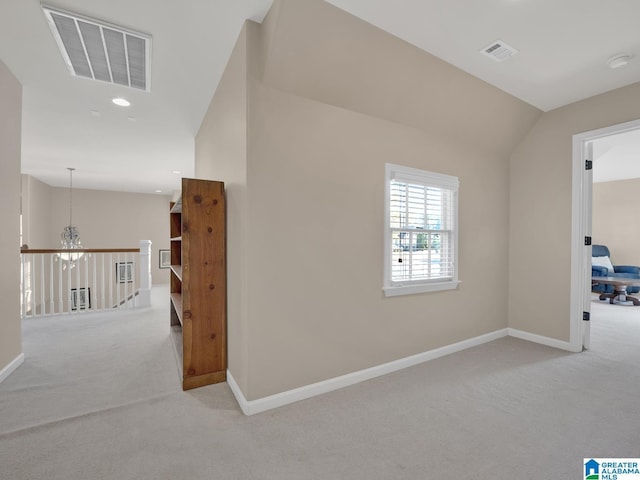 2326 Freestone Ridge Cv, Hoover, AL 35226 - corridor featuring carpet flooring, baseboards, a chandelier, and recessed lighting