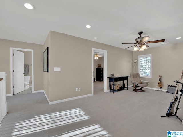 2326 Freestone Ridge Cv, Hoover, AL 35226 - carpeted living room with ceiling fan, baseboards, and recessed lighting