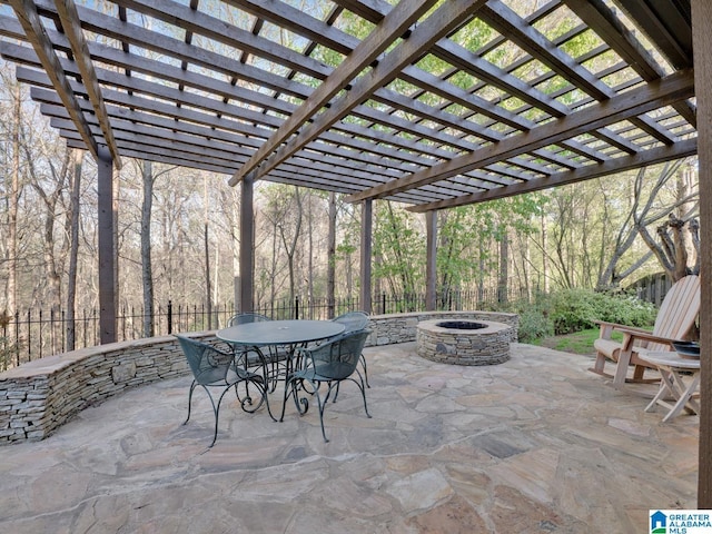 2326 Freestone Ridge Cv, Hoover, AL 35226 - view of patio / terrace featuring a fire pit, a pergola, and outdoor dining area