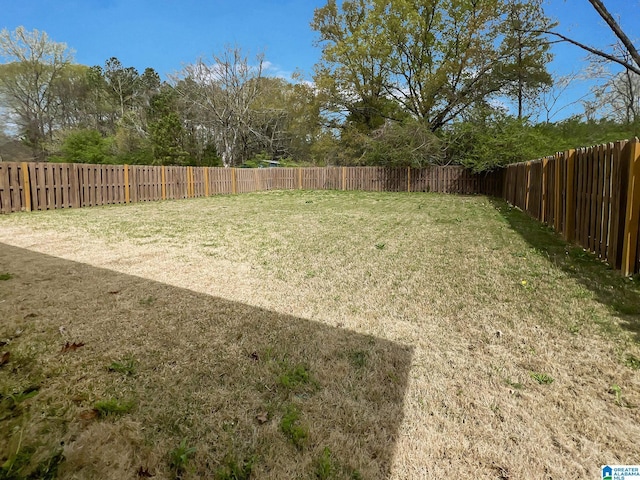 view of yard featuring a fenced backyard