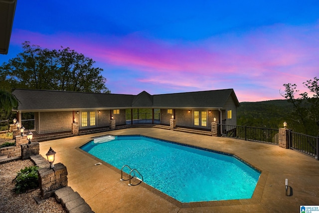 206 Shaw Rd, Pell City, AL 35128 - view of pool featuring a fenced in pool, french doors, and a patio