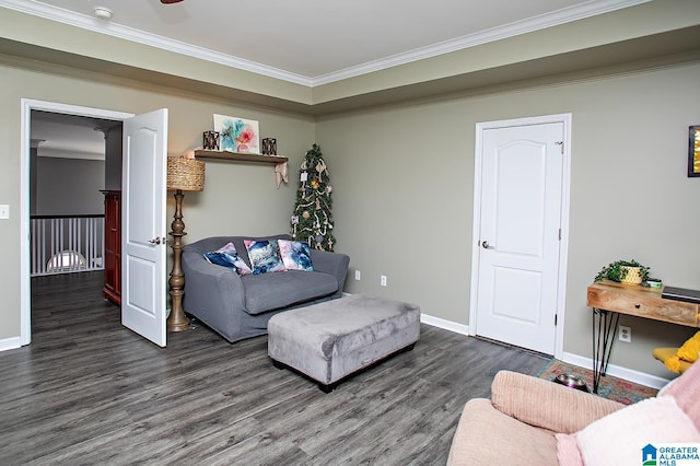 8014 Waterford Dr, Pinson, AL 35126 - living room featuring baseboards, ornamental molding, and wood finished floors
