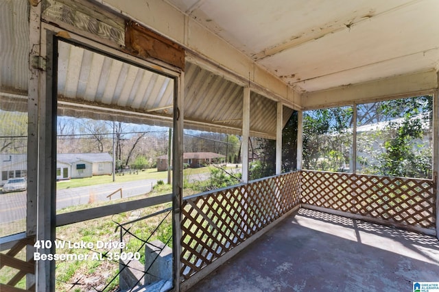 view of unfurnished sunroom