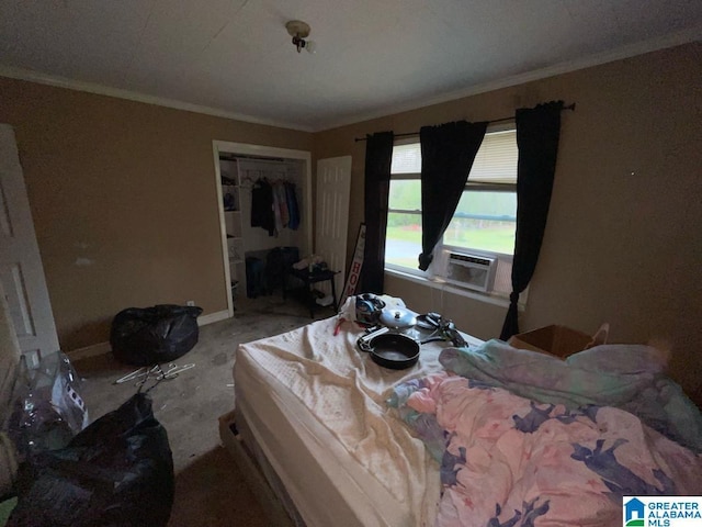 11 Coosa St, Childersburg, AL 35044 - bedroom with crown molding, baseboards, a closet, and cooling unit
