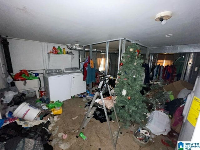 11 Coosa St, Childersburg, AL 35044 - below grade area with washing machine and dryer