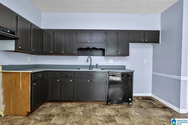 2610 Gaylon St, Birmingham, AL 35235 - kitchen with dishwasher, a sink, baseboards, and light countertops