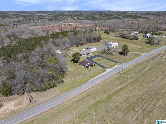 drone / aerial view with a rural view