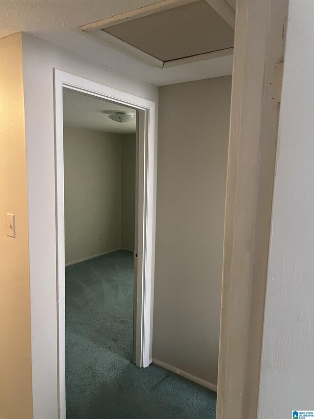 hall featuring baseboards and carpet floors