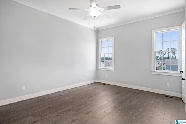 516 Preserve Pkwy, Hoover, AL 35226 - unfurnished room featuring baseboards, visible vents, crown molding, and dark wood-style flooring
