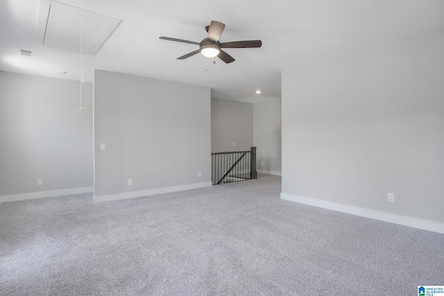 516 Preserve Pkwy, Hoover, AL 35226 - carpeted empty room with a ceiling fan, baseboards, attic access, and visible vents