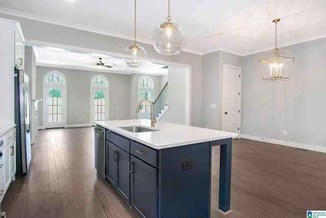 516 Preserve Pkwy, Hoover, AL 35226 - kitchen featuring appliances with stainless steel finishes, open floor plan, dark wood finished floors, and a sink