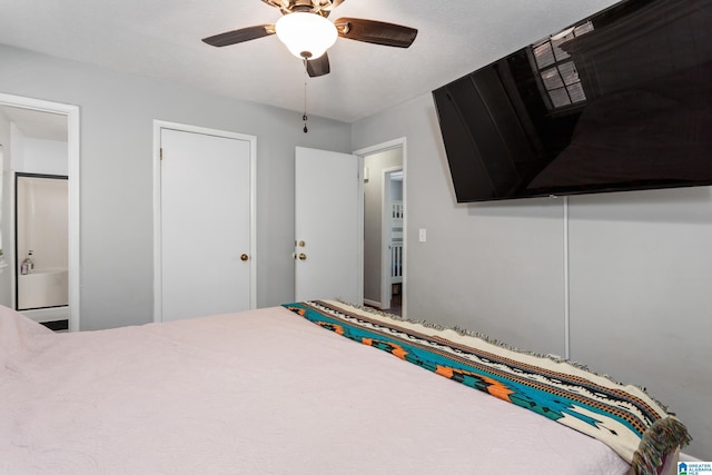 unfurnished bedroom with a closet and ceiling fan