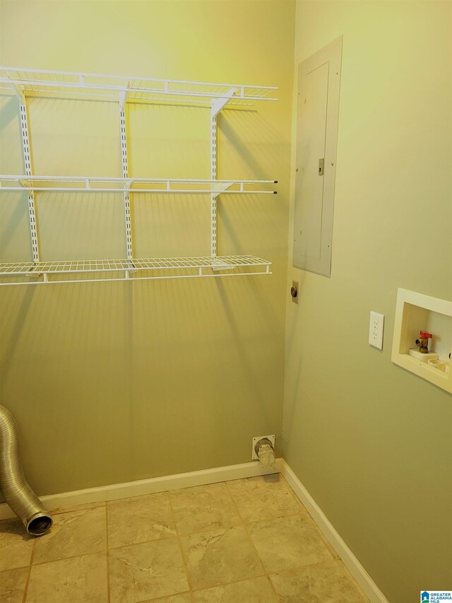 600 Mayfair Ln, Cullman, AL 35057 - laundry area featuring electric panel, baseboards, laundry area, and hookup for a washing machine