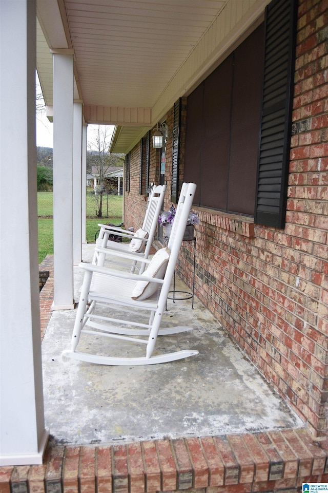view of patio featuring covered porch
