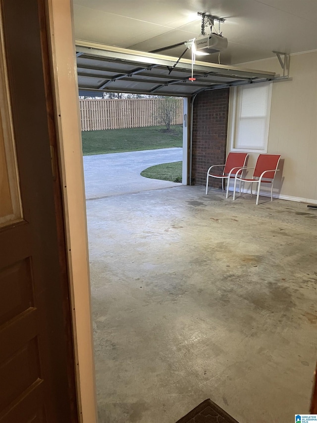 garage featuring a garage door opener