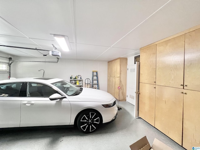 garage with a garage door opener