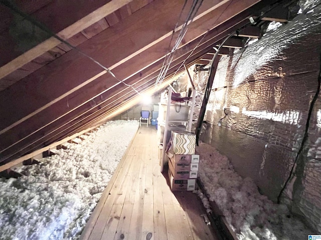 view of unfinished attic