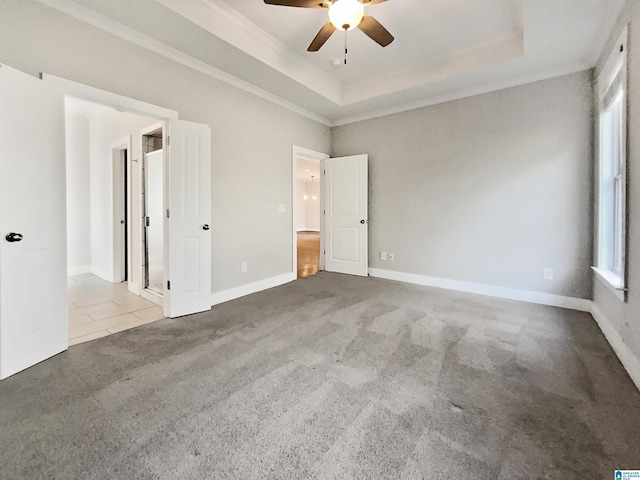 571 Grayson Pl, Chelsea, AL 35043 - unfurnished bedroom with baseboards, carpet floors, crown molding, and a raised ceiling