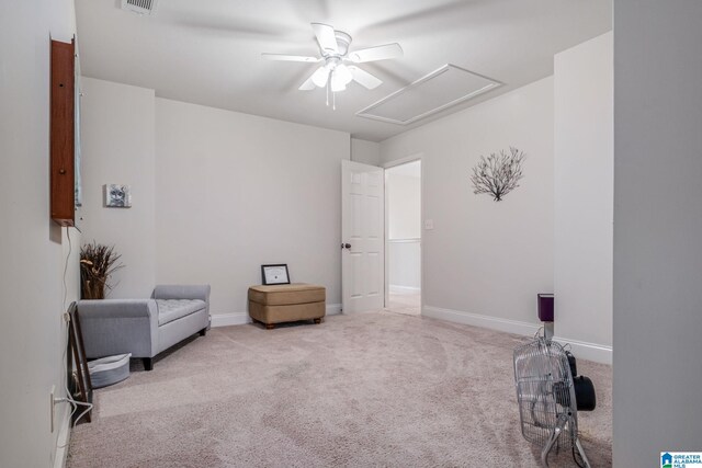 471 River Oaks Ln, Helena, AL 35080 - sitting room with attic access, a ceiling fan, carpet, and baseboards