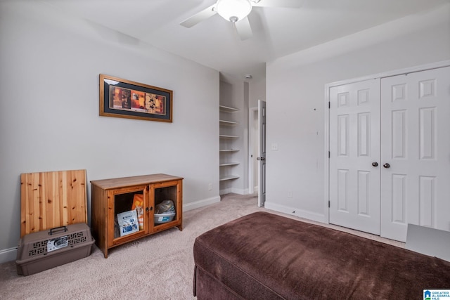 471 River Oaks Ln, Helena, AL 35080 - carpeted bedroom with baseboards, a ceiling fan, and a closet
