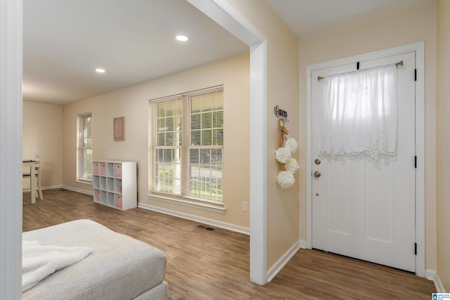 1324 W Navajo Dr, Alabaster, AL 35007 - entryway featuring wood finished floors, baseboards, and visible vents