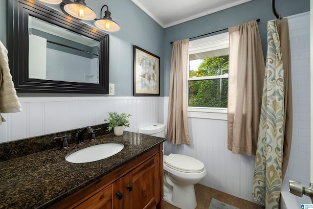 470 16th St, Calera, AL 35040 - bathroom with toilet, vanity, and wainscoting