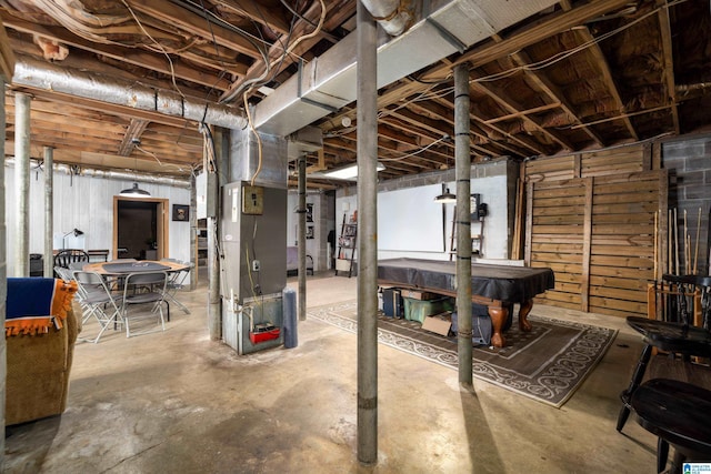 470 16th St, Calera, AL 35040 - unfinished basement featuring pool table and heating unit