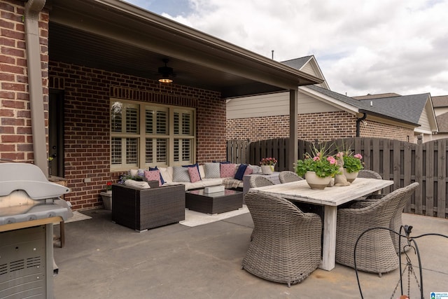 4460 Tuckahoe Ln, Hoover, AL 35226 - view of patio with outdoor dining space, outdoor lounge area, fence, and ceiling fan