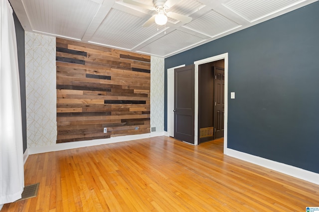 5605 7th Ave S, Birmingham, AL 35212 - spare room with hardwood / wood-style floors, baseboards, coffered ceiling, and visible vents