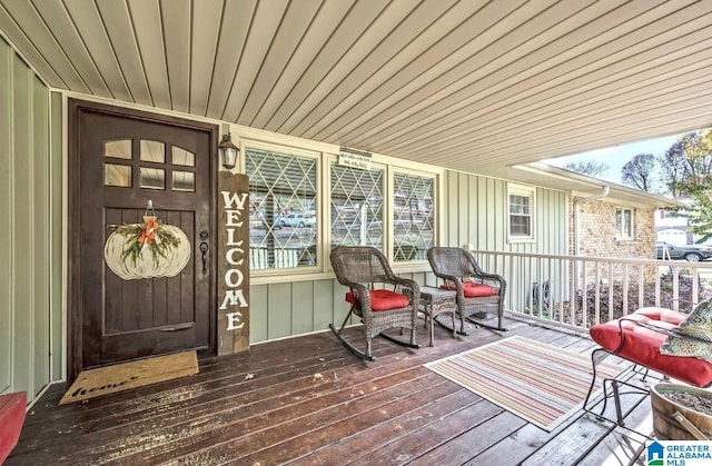 deck with a porch