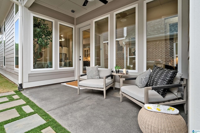 view of patio with ceiling fan