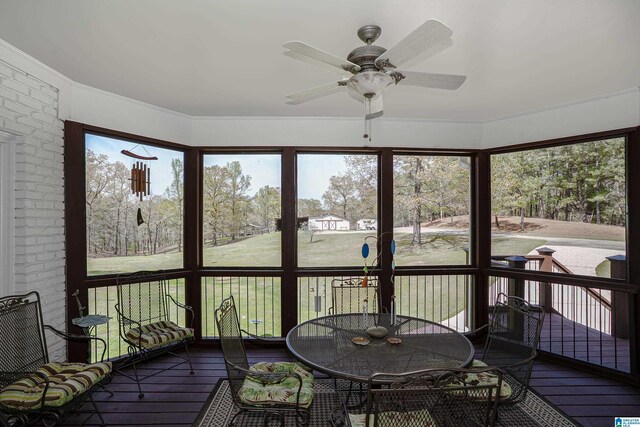2240 Hillview Rd, Birmingham, AL 35022 - sunroom with outdoor dining space and a ceiling fan