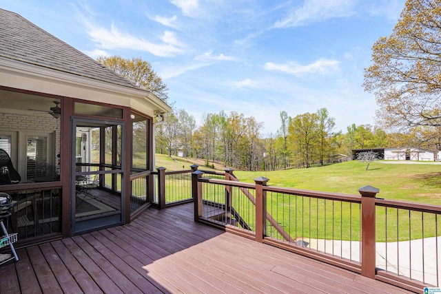 2240 Hillview Rd, Birmingham, AL 35022 - wooden terrace with a sunroom and a lawn