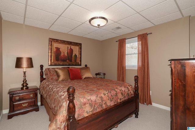 2240 Hillview Rd, Birmingham, AL 35022 - carpeted bedroom with baseboards, a drop ceiling, and visible vents