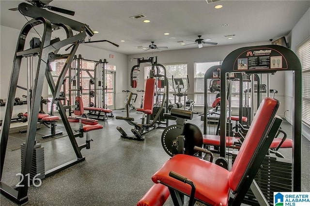 600 13th St E Unit 914, Tuscaloosa, AL 35401 - gym featuring ceiling fan and recessed lighting