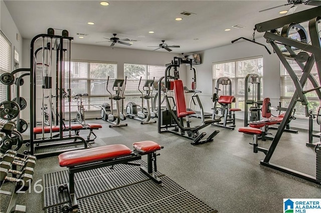 600 13th St E Unit 914, Tuscaloosa, AL 35401 - gym featuring recessed lighting and ceiling fan
