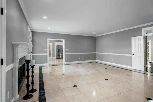 4049 Water Willow Ln, Hoover, AL 35244 - unfurnished living room featuring recessed lighting, baseboards, and crown molding